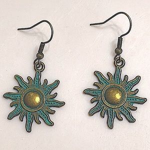 ✅ 3/$18 🆕 Bohemian Bronze Sun Charm Fish Hook Drop Dangle Earrings